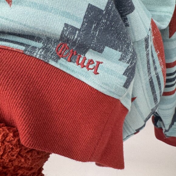 Cruel Pullover Sweatshirt Womens XXL Blue Orange Western Aztec Print Cotton Blen - Picture 9 of 9